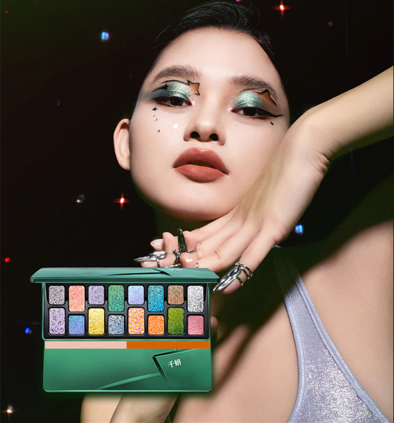 CHEERYEP (QIANYAN) Cosmic Mind 16-Color Holographic Eyeshadow Palette 08 Ambition