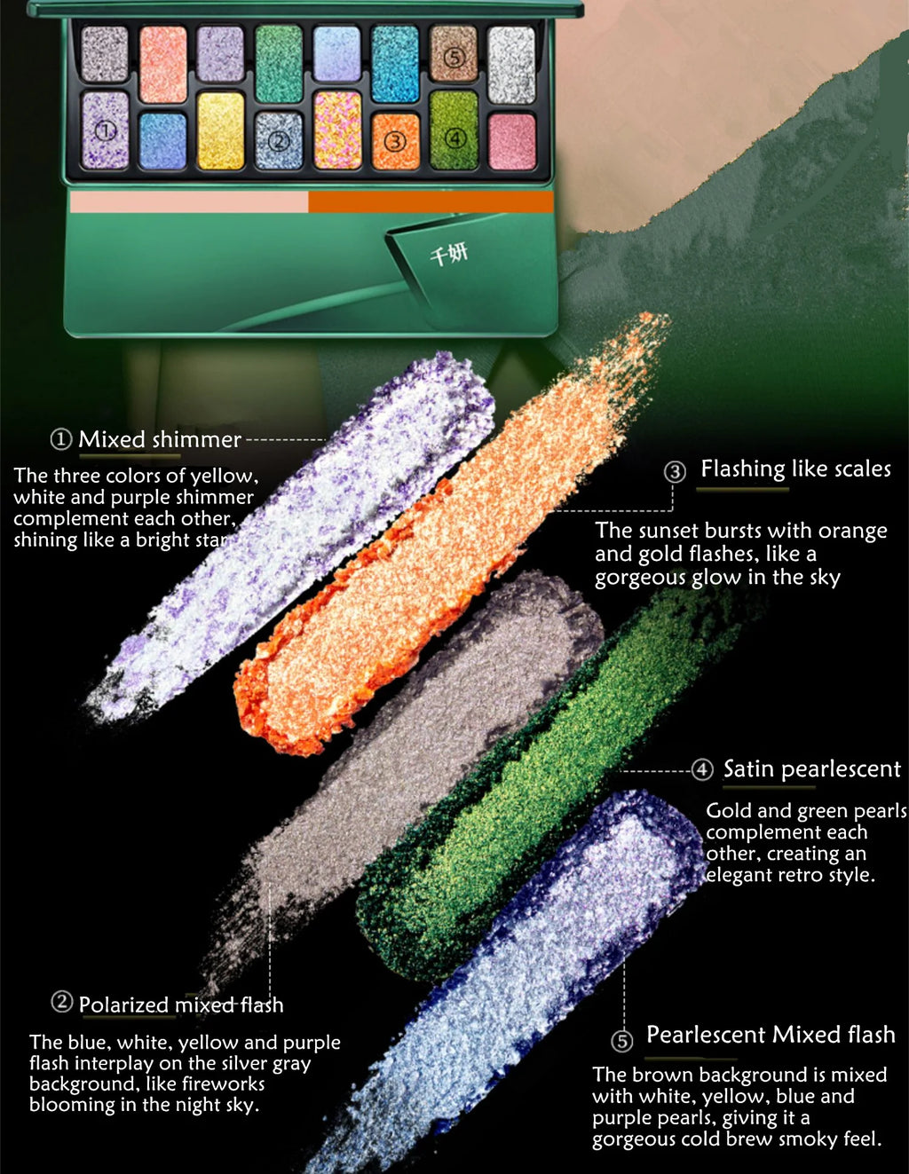 CHEERYEP (QIANYAN) Cosmic Mind 16-Color Holographic Eyeshadow Palette 08 Ambition