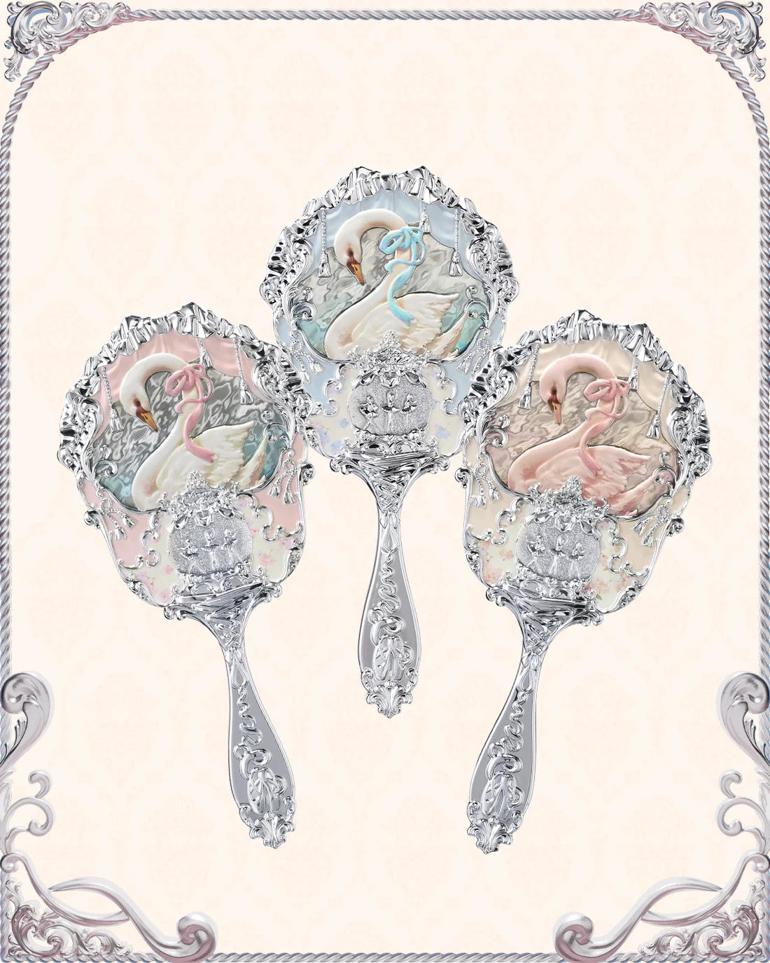 Flower Knows Swan Ballet Hand Mirror