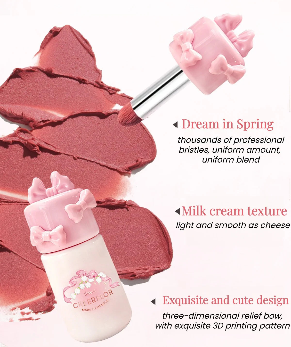 CHEERFLOR Girl's Bowknot Velvet MatteMakeup Cream