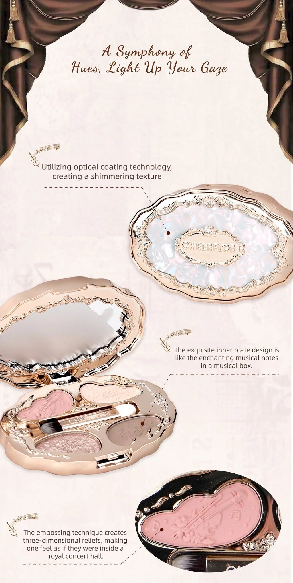 CHEERFLOR Dream Music Box  4-color Eyeshadow Palette