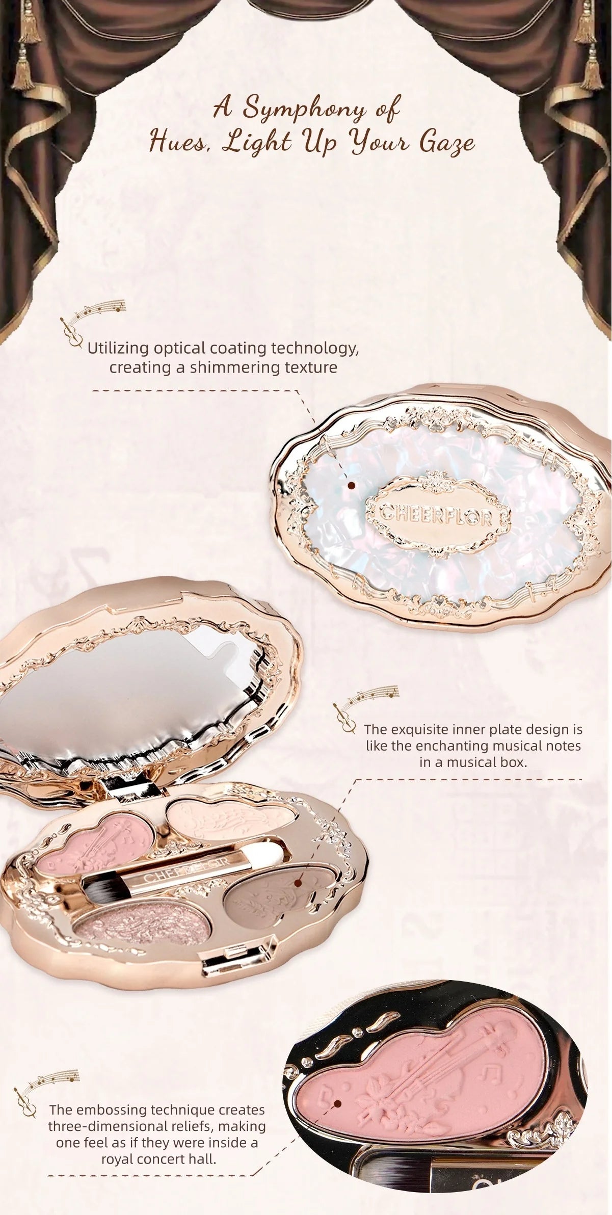 CHEERFLOR Dream Music Box  4-color Eyeshadow Palette