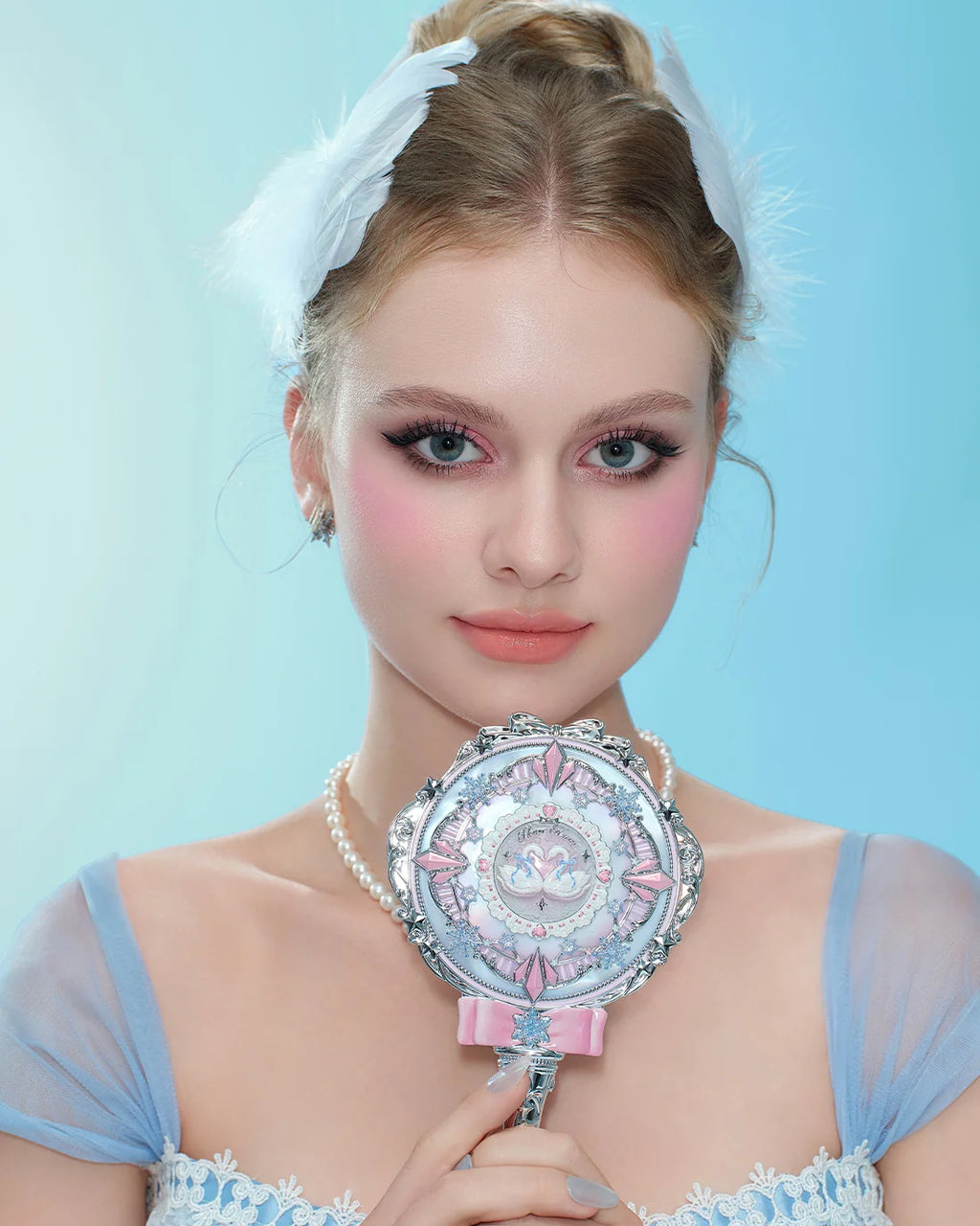 Flower Knows Snow Ballet Hand Mirror
