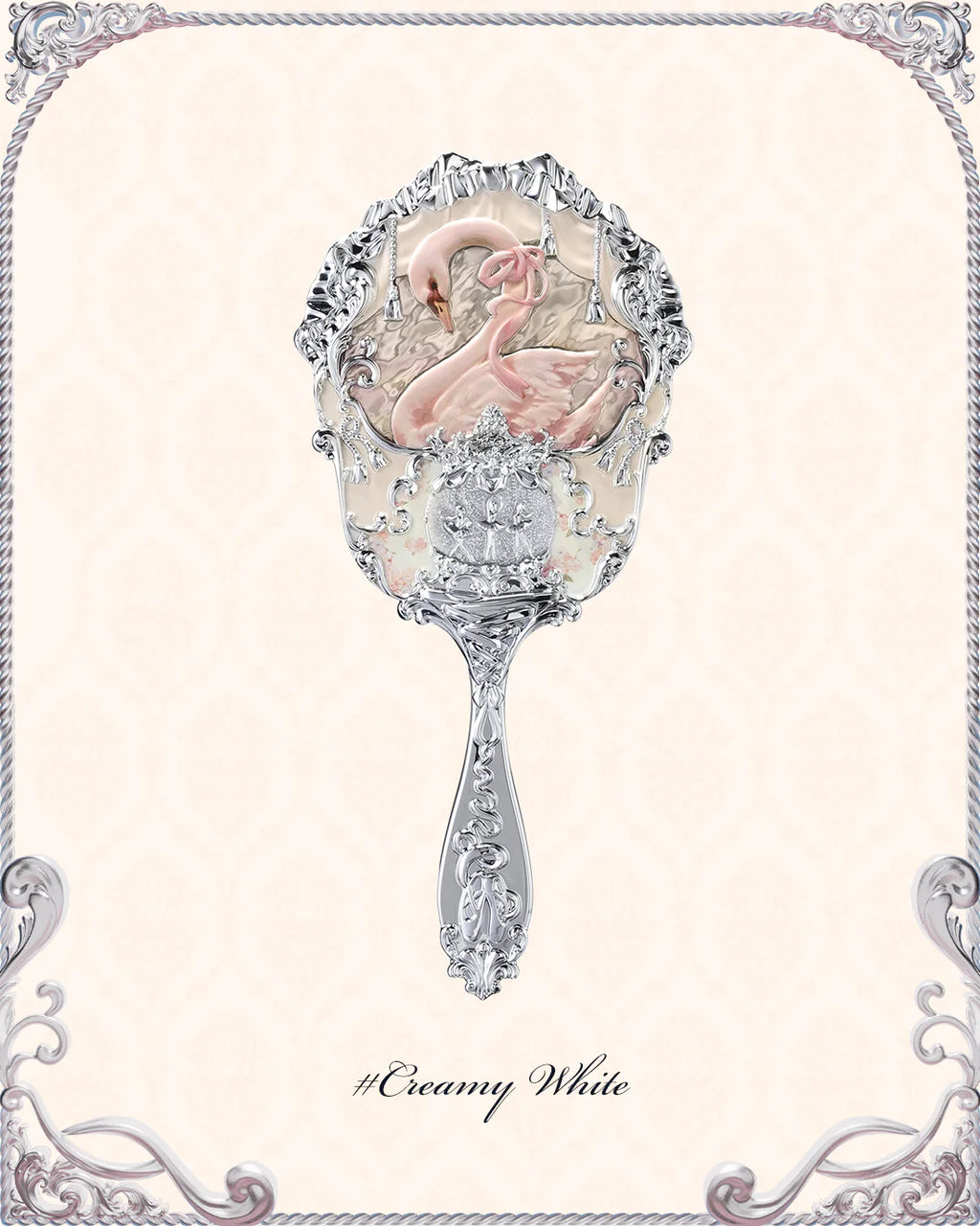 Flower Knows Swan Ballet Hand Mirror Creamy White
