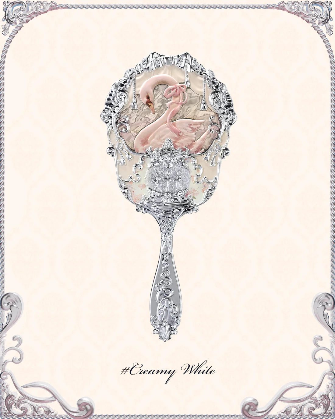 Flower Knows Swan Ballet Hand Mirror Creamy White