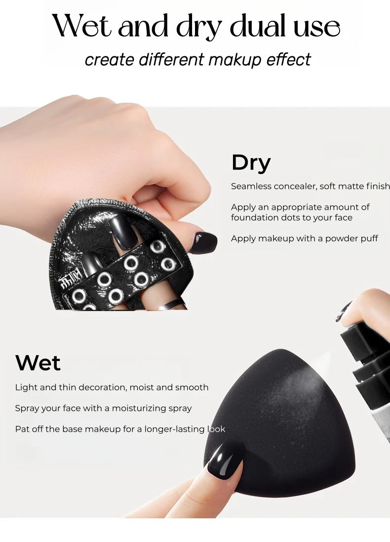 Lishu Punk Black Pineapple Soft Powder Makeup Puff 2 Pcs Set