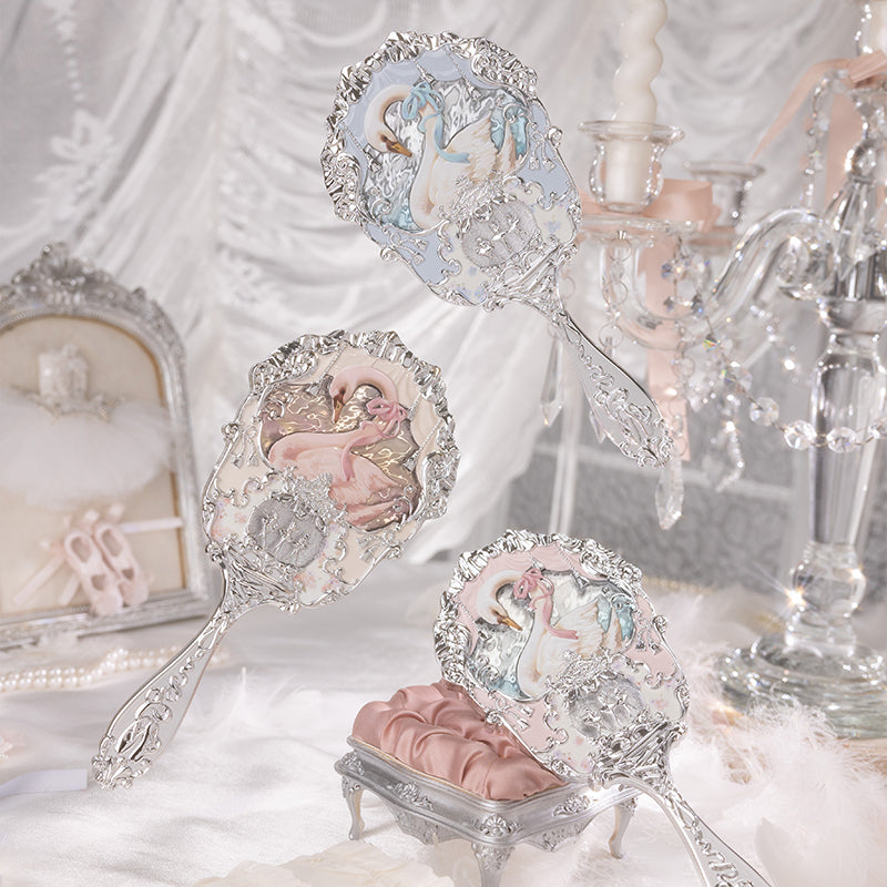 Flower Knows Swan Ballet Hand Mirror Creamy White