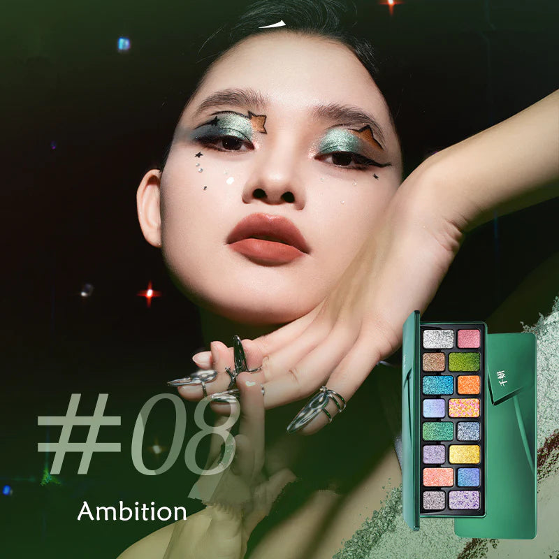 CHEERYEP (QIANYAN) Cosmic Mind 16-Color Holographic Eyeshadow Palette 08 Ambition